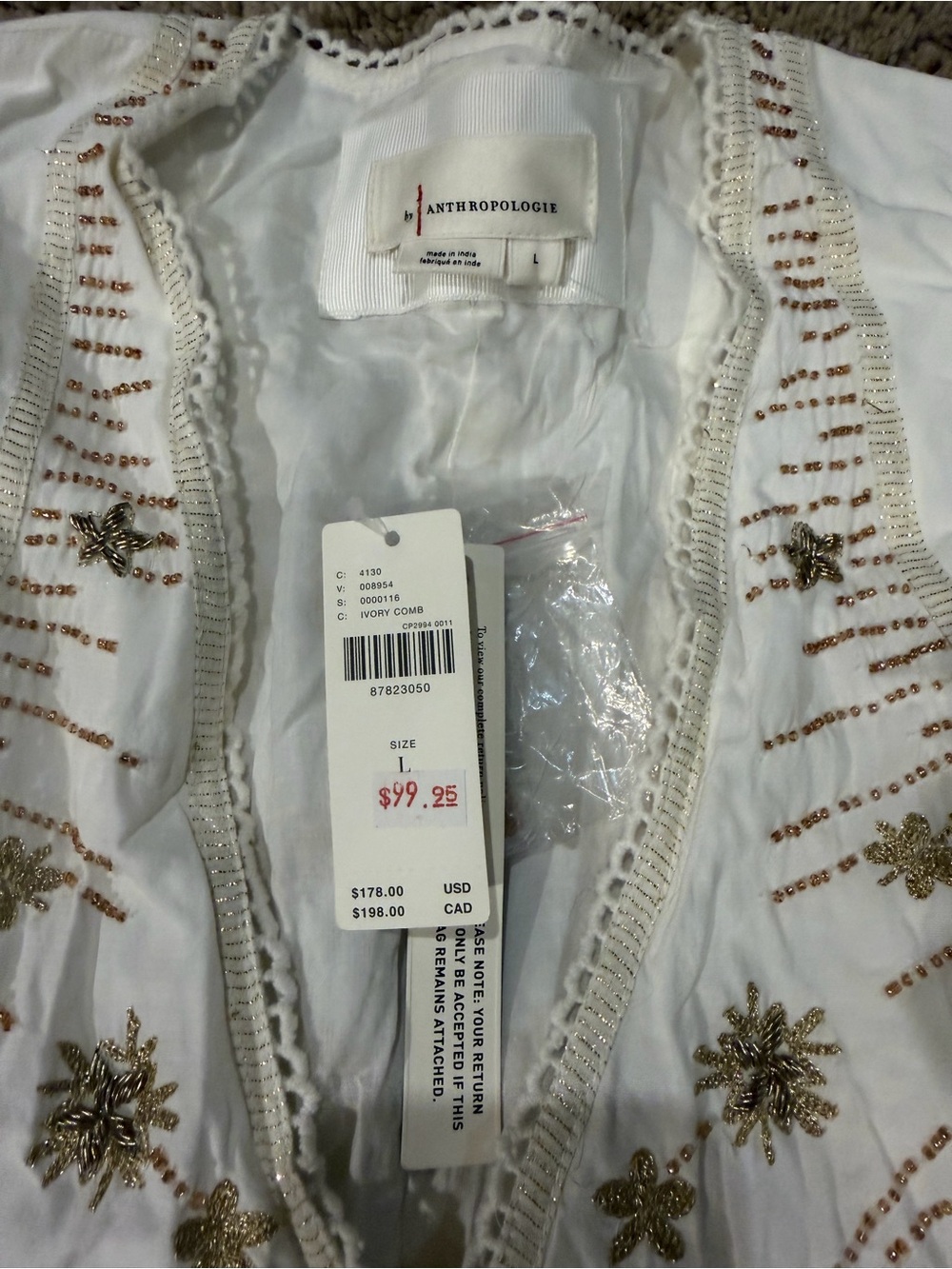 Anthropology beaded white dress - Picture 2 of 3